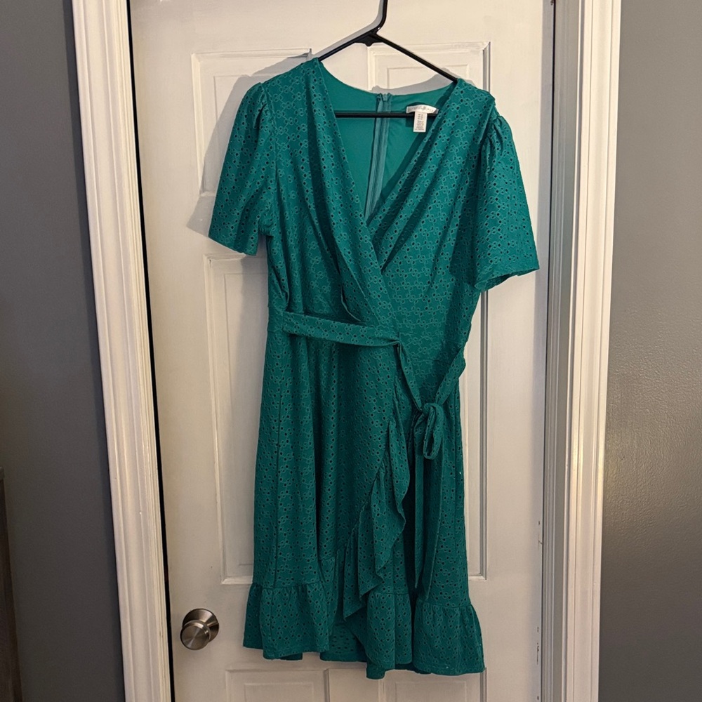 London Times Turquoise Midi Dress